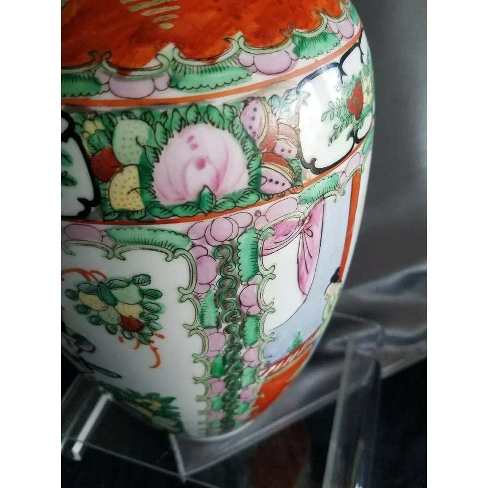 Vintage Chinese Rose Medallion Vase Urn 15